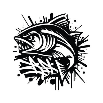 recommend clip art: piranha fish silhouette, animal graffiti tag, hip hop, street art typography illustration.