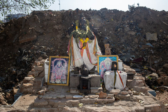 Holy altar with small Hindu figures