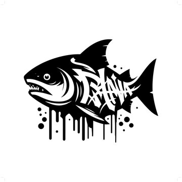recommend clip art: piranha fish silhouette, animal graffiti tag, hip hop, street art typography illustration.