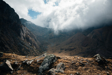 Clouds above a scenic Mountain Valley 