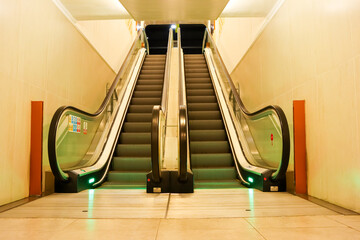 Empty escalator, no people