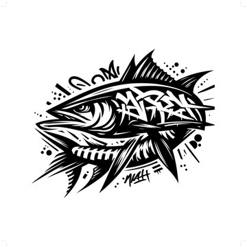 recommend clip art: Barracuda fish silhouette, animal graffiti tag, hip hop, street art typography illustration.