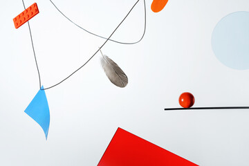 Abstract modern still life with geometric shapes on white background