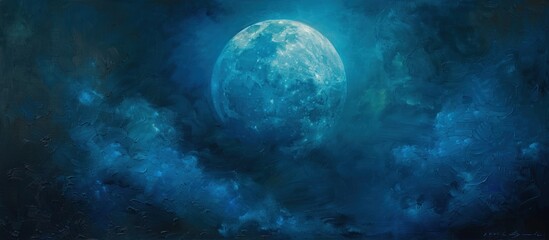 Full Blue Moon Painting in Dark Sky