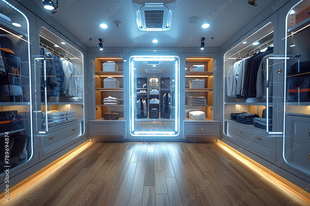 Poster a virtual fitting room utilizing augmented reality technology to allow customers to try on clothing 