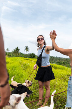 Commited woman activist volunteer saving street dogs