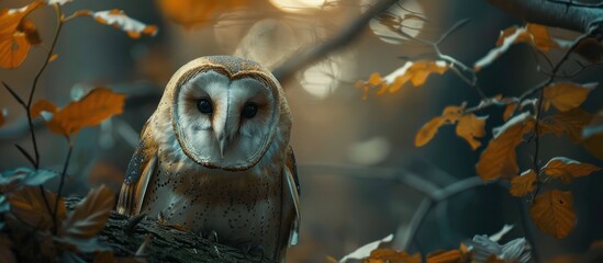 Owl Sitting on Branch in Tree