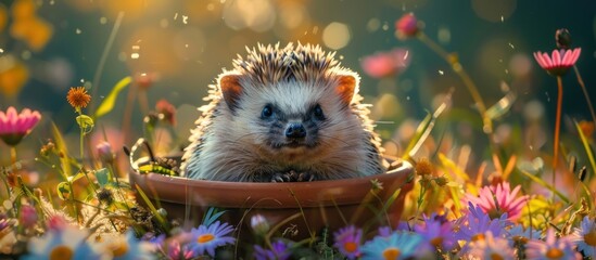 Hedgehog Planting in Flower Pot