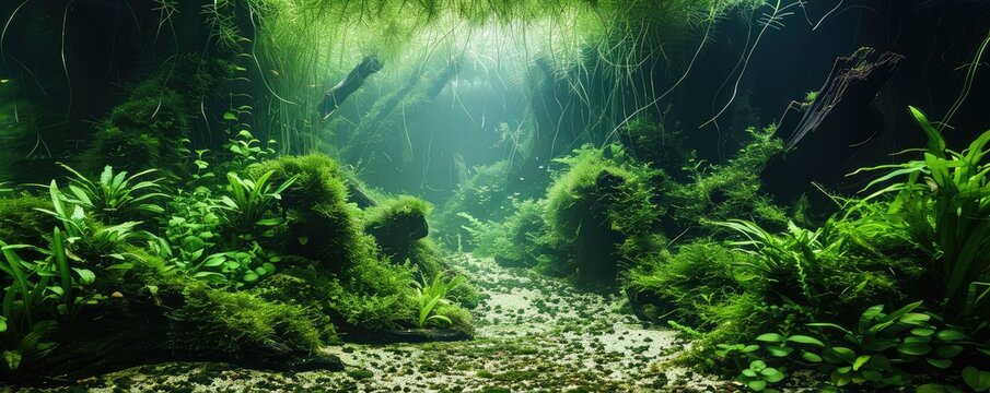Freshwater Planted Aquarium, Aquascaping, Underwater Landscape Nature Forest Style, Aquarium Tank