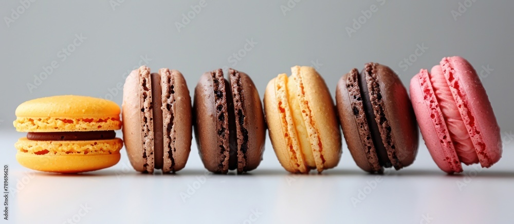 Poster assorted macaroons in a row