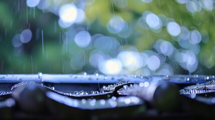 The gentle pitterpatter of raindrops on a rooftop lulling you into a deep sleep while being cradled by the cool morning breeze. 2d flat cartoon.