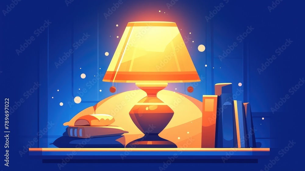 Poster add a pop of color to your design with this vibrant bedside lamp icon this flat cartoon lamp light s