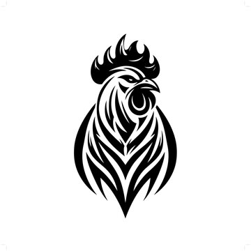 recommend clip art: rooster; chicken in modern tribal tattoo, abstract line art of animals, minimalist contour. Vector