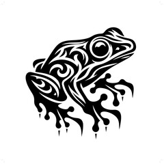 toad, frog in modern tribal tattoo, abstract line art of animals, minimalist contour. Vector