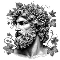 Into the Realm of Myth Peer into the Eyes of Dionysus in This Portrait, generative AI