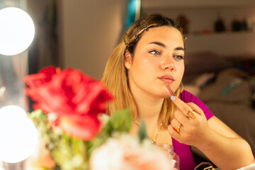 teen making make up routine 