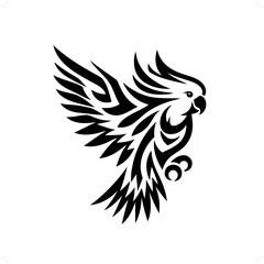 cockatoo; macaw; parrot; in modern tribal tattoo, abstract line art of animals, minimalist contour. Vector