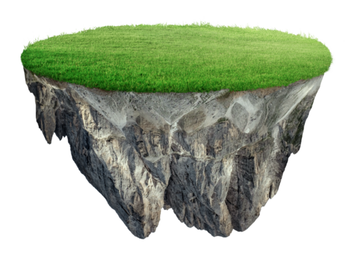 3D floating land png sticker on transparent background