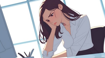 Portrayal of a businesswoman feeling utterly perplexed