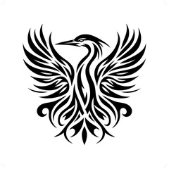 heron in modern tribal tattoo, abstract line art of animals, minimalist contour. Vector