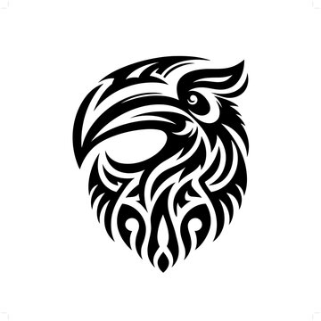 recommend clip art: Hornbill in modern tribal tattoo, abstract line art of animals, minimalist contour. Vector