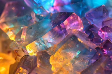 A background with a view of colors on a crystal surface lit in polarized light. .