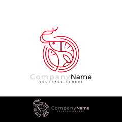 Fish and shrimp logo in line style, seafood logo, restaurant icons