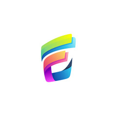 E logo colorful, letter E logo with 3d colorful, business icons