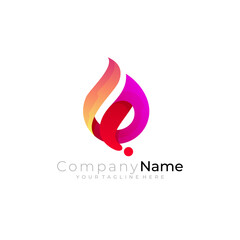 Abstract flame logo with red color, burning design