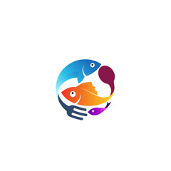 Fish food logo with restaurant design, seafood icon