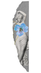 Greek goddess png clipart, torn paper collage element on transparent background