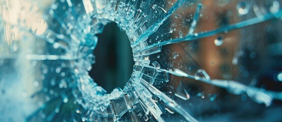 Fototapeta premium hole on cracked glass background