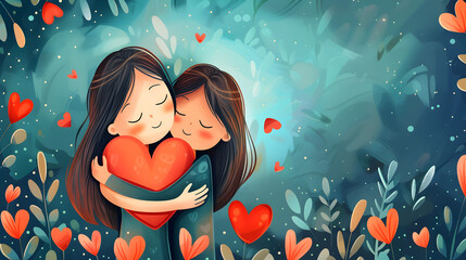 A warm and colorful greeting card and banner design for National Hug A G,I, Day, featuring illustrations of hands, hearts, and text. Suitable for social media posts and printed materials.