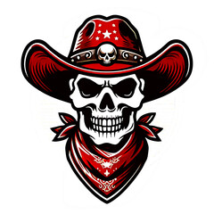 illustration design logo a skull and red hat