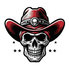 illustration design logo a skull and red hat