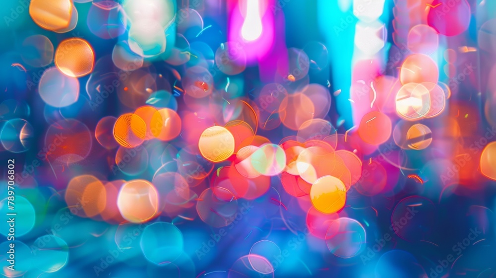 Poster Defocused Visions In the midst of a bustling rush hour the background transforms into a miragelike vision with shapes and colors blending together in a mesmerizing display. .
