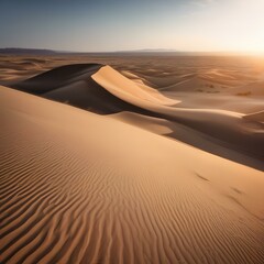 Fototapeta na wymiar A vast desert landscape with towering sand dunes and a clear, sunny sky2