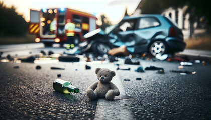 Shattered Innocence: A Teddy Bear of a Child, Echoing the Tragic Consequences of Drunk Driving
