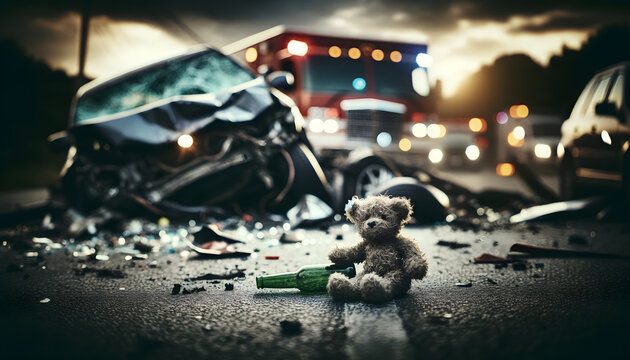 Shattered Innocence: A Teddy Bear of a Child, Echoing the Tragic Consequences of Drunk Driving