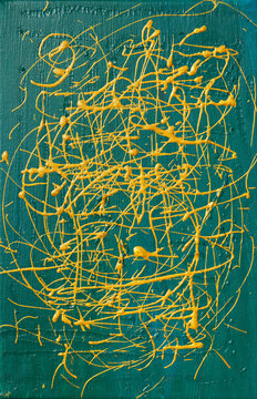 Abstract painting in green and gold