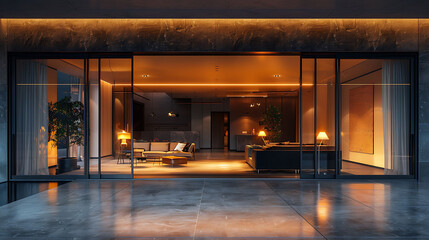 Luxurious home interior with large sliding doors