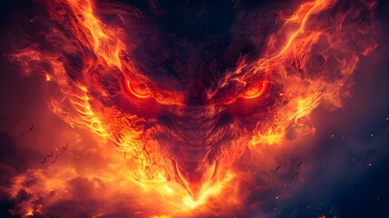 Infernal Vision: The Red-Eyed Fiery Overlord. Concept Fantasy Creatures, Evil Overlords, Red Eyes, Infernal Beings