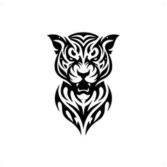 jaguar; leopard; panther in modern tribal tattoo, abstract line art of animals, minimalist contour. Vector