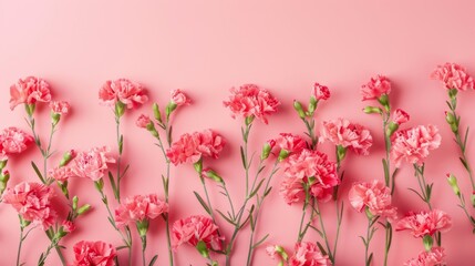 Pink Carnation Floral Delight  for Celebrations on pink background