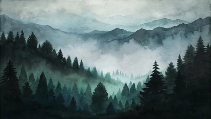 Fotobehang Misty Mountain Morning View © Uncle-Ice