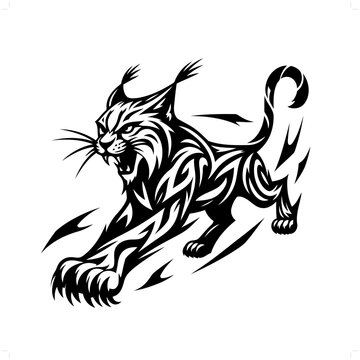recommend clip art: lynx; bobcat in modern tribal tattoo, abstract line art of animals, minimalist contour. Vector
