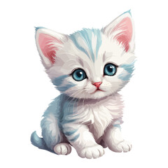 Illustration of a cute kitten. Cute little cartoon character. Domestic Pet. Vector illustration.