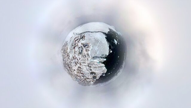 Snowball earth - frozen tiny planet thawing