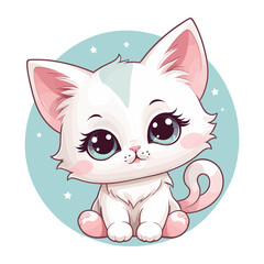 Fototapeta premium Illustration of a cute kitten. Cute little cartoon character. Domestic Pet. Vector illustration.