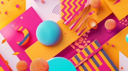 Blank mockup of a vibrant and geometric flyer for a music festival. .